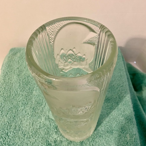 Bohemian Czech Sklo Union Hermanova Hut Art Glass Hand Pressed Vase with Flowers - Picture 8 of 15